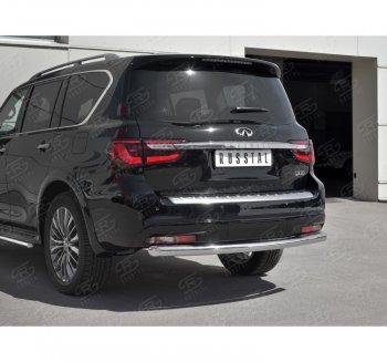 22 499 р. Защита заднего бампера (Ø76 мм, нержавейка) SLITKOFF INFINITI QX80 Z62 2-ой рестайлинг (2018-2024)  с доставкой в г. Королёв. Увеличить фотографию 3