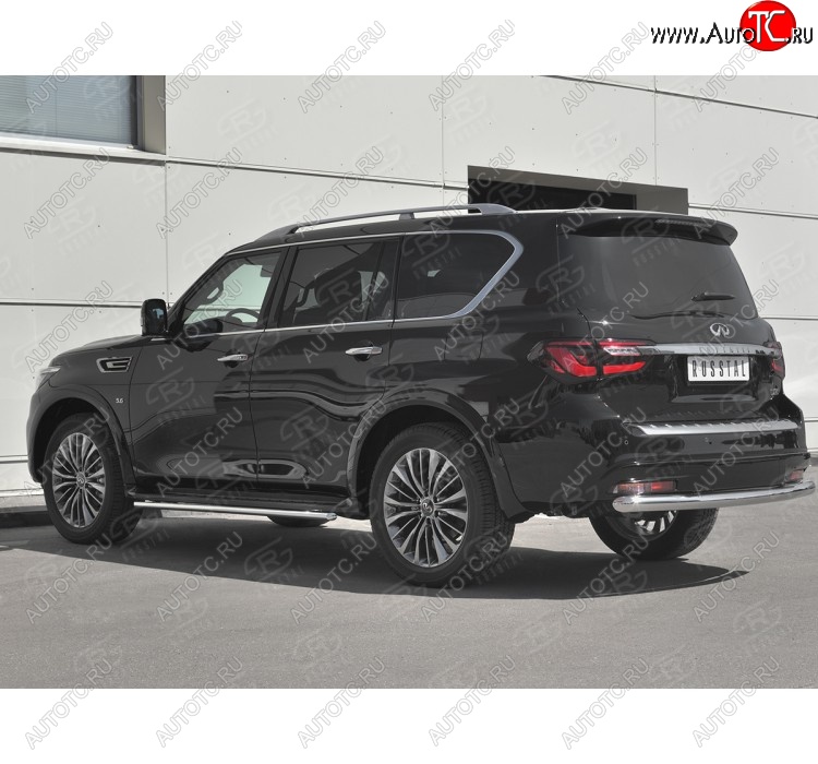 22 499 р. Защита заднего бампера (Ø76 мм, нержавейка) SLITKOFF INFINITI QX80 Z62 2-ой рестайлинг (2018-2024)  с доставкой в г. Королёв