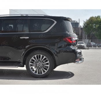 21 549 р. Защита заднего бампера (2 трубы Ø76 и 42 мм, нержавейка) SLITKOFF INFINITI QX80 Z62 2-ой рестайлинг (2018-2024)  с доставкой в г. Королёв. Увеличить фотографию 2