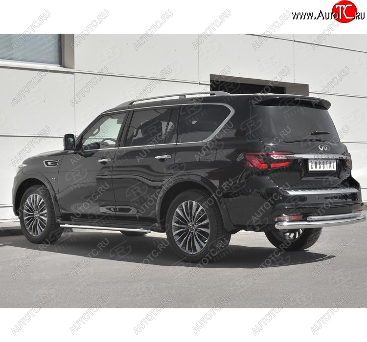 21 549 р. Защита заднего бампера (2 трубы Ø76 и 42 мм, нержавейка) SLITKOFF INFINITI QX80 Z62 2-ой рестайлинг (2018-2024)  с доставкой в г. Королёв