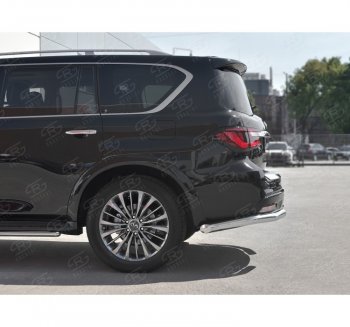 14 649 р. Защита заднего бампера (Ø76 мм уголки, нержавейка) SLITKOFF INFINITI QX80 Z62 2-ой рестайлинг (2018-2024)  с доставкой в г. Королёв. Увеличить фотографию 2