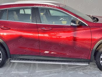 22 999 р. Порожки для ног (труба Ø42) SLITKOFF  INFINITI QX30  H15E (2016-2020) (Вариант 2 (лист алюм, проф.сталь))  с доставкой в г. Королёв. Увеличить фотографию 2