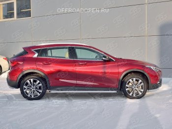 22 999 р. Порожки для ног (труба Ø42) SLITKOFF  INFINITI QX30  H15E (2016-2020) (Вариант 2 (лист алюм, проф.сталь))  с доставкой в г. Королёв. Увеличить фотографию 3