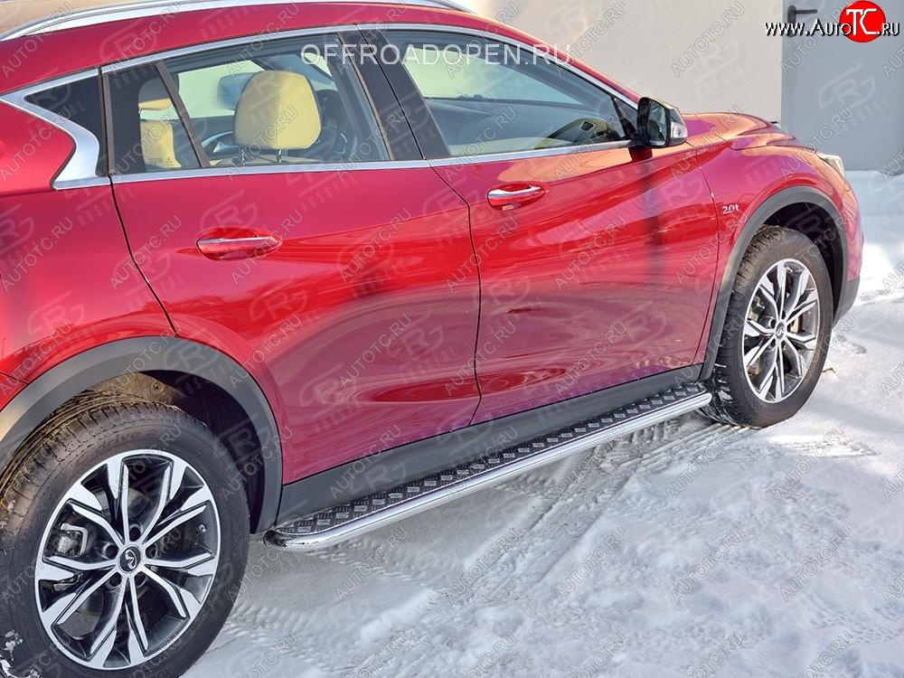 22 999 р. Порожки для ног (труба Ø42) SLITKOFF  INFINITI QX30  H15E (2016-2020) (Вариант 2 (лист алюм, проф.сталь))  с доставкой в г. Королёв