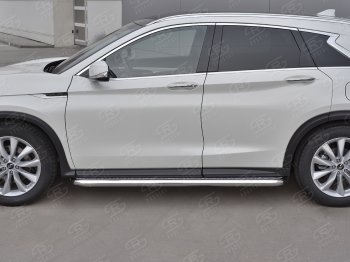 32 849 р. Порожки для ног SLITKOFF (Ø63 мм)  INFINITI Qx50  J55 (2017-2022) (Лист алюминиевый, труба - нержавейка)  с доставкой в г. Королёв. Увеличить фотографию 2