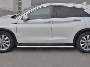 30 649 р. Защита порогов (Ø120x60 мм с проступью, нержавейка) Russtal INFINITI Qx50 J55 (2017-2022)  с доставкой в г. Королёв. Увеличить фотографию 3