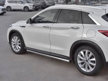 Защита порогов (Ø63 мм, нержавейка) SLITKOFF INFINITI Qx50 J55 (2017-2022)