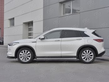 16 349 р. Защита порогов (Ø63 мм, нержавейка) SLITKOFF INFINITI Qx50 J55 (2017-2022) (С пластиковыми заглушками на торцах)  с доставкой в г. Королёв. Увеличить фотографию 2