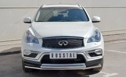 Защита переднего бампера (2 трубыØ42 мм, нержавейка) SLITKOFF INFINITI (Инфинити) Qx50 (КуХ50)  J50 (2013-2016) J50 дорестайлинг