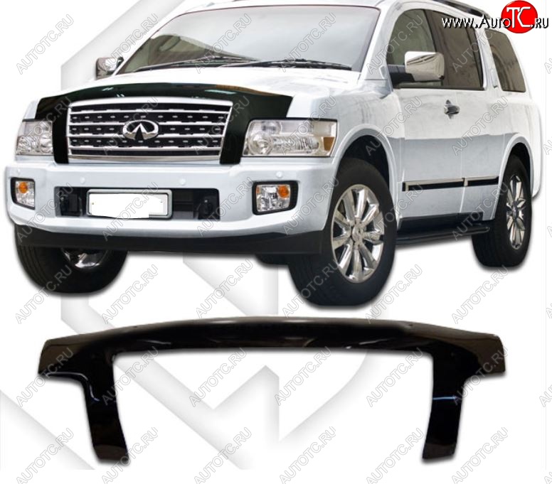 2 999 р. Дефлектор капота CA-Plastiс exclusive  INFINITI QX56  JA60 (2004-2007) дорестайлинг (Classic черный, Без надписи)  с доставкой в г. Королёв