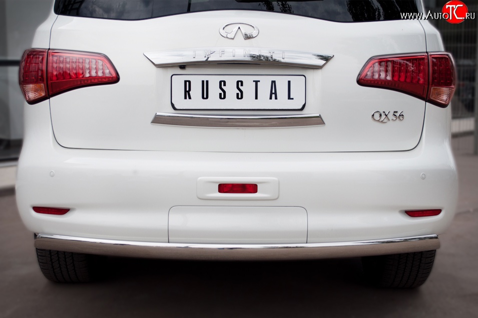 16 849 р. Защита заднего бампера (Ø75x42 мм, нержавейка) Russtal INFINITI QX56 Z62 (2010-2013)  с доставкой в г. Королёв