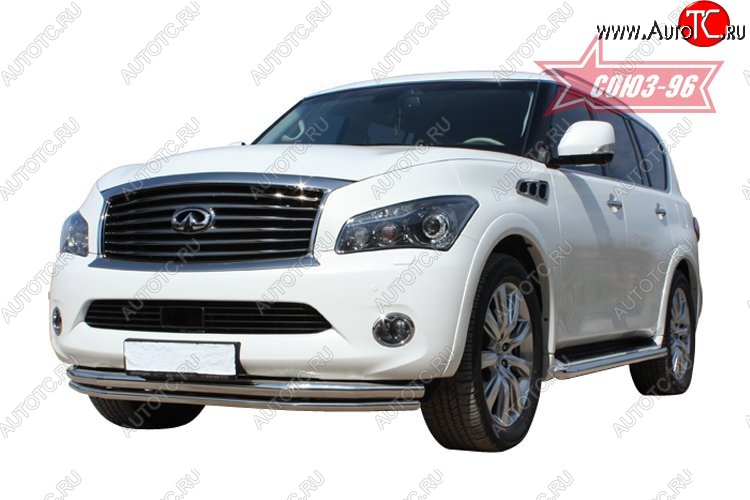 28 259 р. Защита переднего бампера двойная Souz-96 (d460/42) INFINITI QX56 Z62 (2010-2013)  с доставкой в г. Королёв