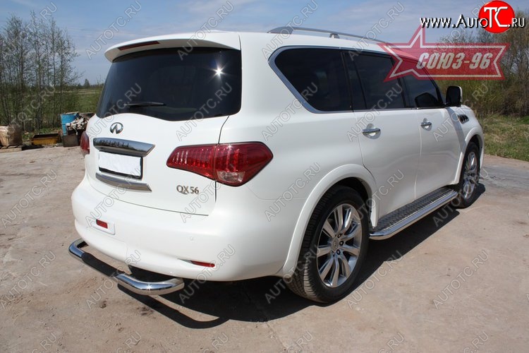 18 359 р. Защита заднего бампера с проступью Souz-96 (d76) INFINITI QX56 Z62 (2010-2013)  с доставкой в г. Королёв