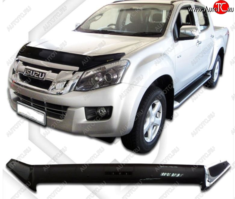 2 199 р. Дефлектор капота CA-Plastiс  Isuzu D-Max  RT85 DoubleCab (2011-2017) дорестайлинг (Classic черный, Без надписи)  с доставкой в г. Королёв