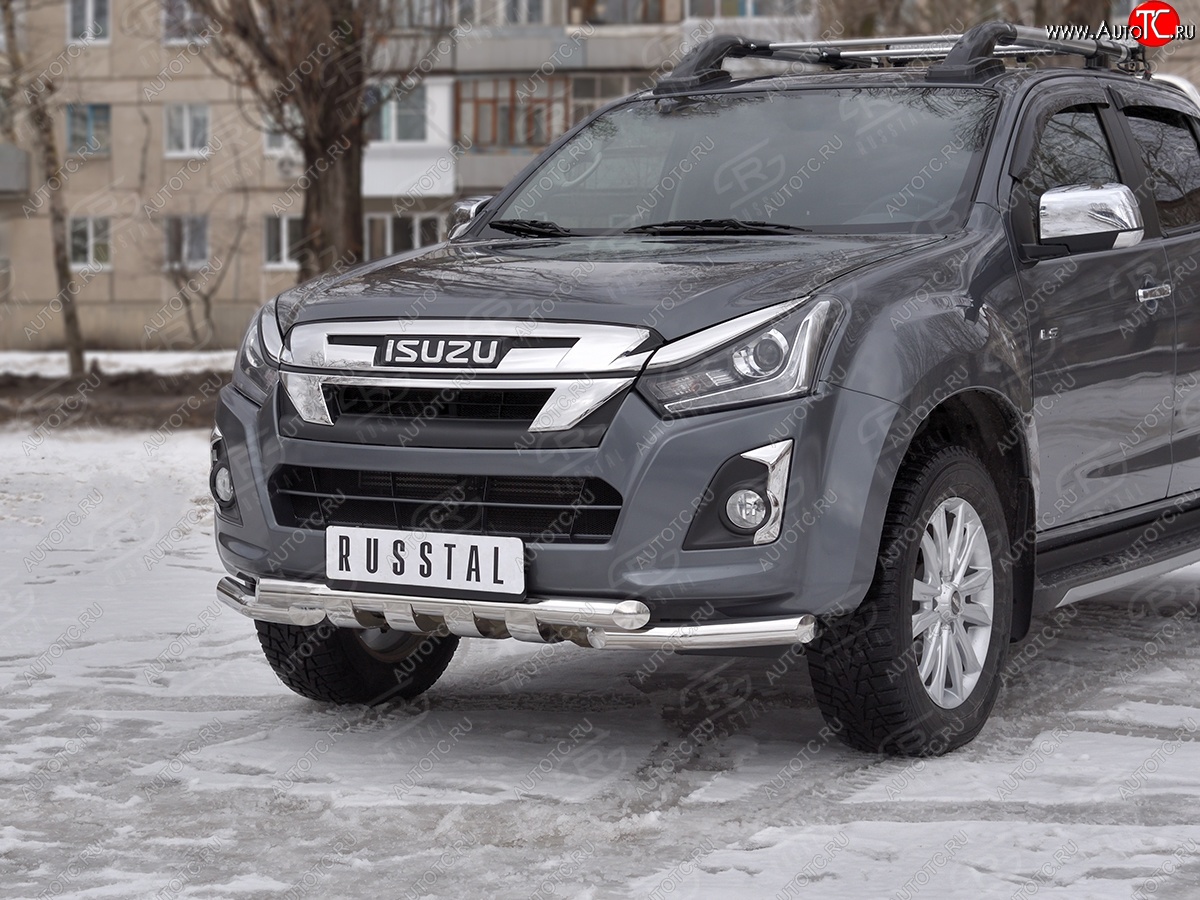 24 849 р. Защита переднего бампера (Ø 63 мм с клыками, нержавейка) SLITKOFF  Isuzu D-Max  RT85,TFR DoubleCab (2015-2021) рестайлинг  с доставкой в г. Королёв