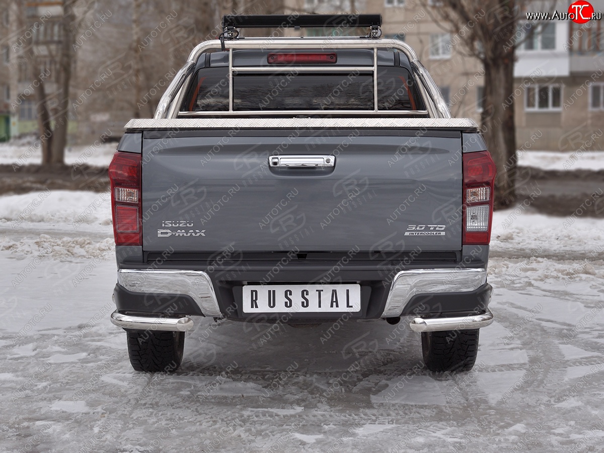 17 999 р. Защита заднего бампера (2 трубы Ø63 мм, нержавейка)  Isuzu D-Max  RT85,TFR DoubleCab (2015-2021) рестайлинг  с доставкой в г. Королёв