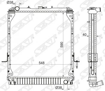 Радиатор двигателя (пластинчатый, МКПП) SAT Isuzu (Исузу) Elf (NPR75) (Эльф) (1993-2014)  дорестайлинг,  дорестайлинг