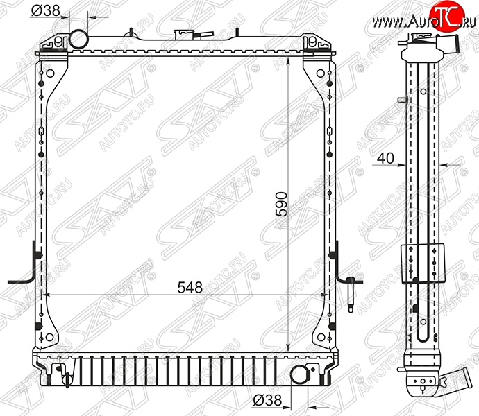 13 299 р. Радиатор двигателя (пластинчатый, МКПП) SAT  Isuzu Elf (NPR75) (1993-2014)  дорестайлинг,  дорестайлинг  с доставкой в г. Королёв