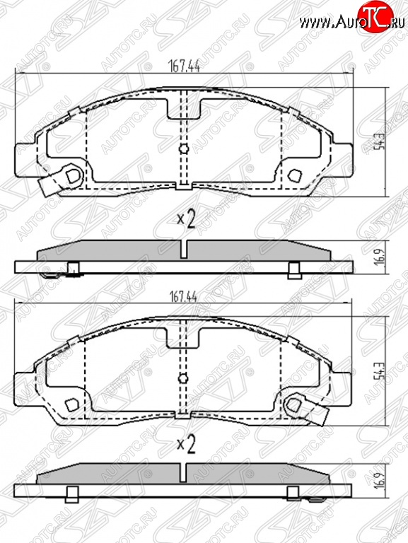 1 399 р. Колодки тормозные SAT (передние) Mitsubishi Lancer 10 седан дорестайлинг (2007-2010)  с доставкой в г. Королёв