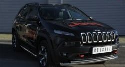 21 599 р. Защита переднего бампера (Trailhawk 2 трубыØ63 и 42 мм, нержавейка) SLITKOFF Jeep Cherokee KL дорестайлинг (2014-2017)  с доставкой в г. Королёв. Увеличить фотографию 2