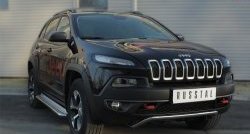 16 699 р. Защита переднего бампера (Trailhawk Ø42 мм волна, нержавейка) SLITKOFF Jeep Cherokee KL дорестайлинг (2014-2017)  с доставкой в г. Королёв. Увеличить фотографию 2