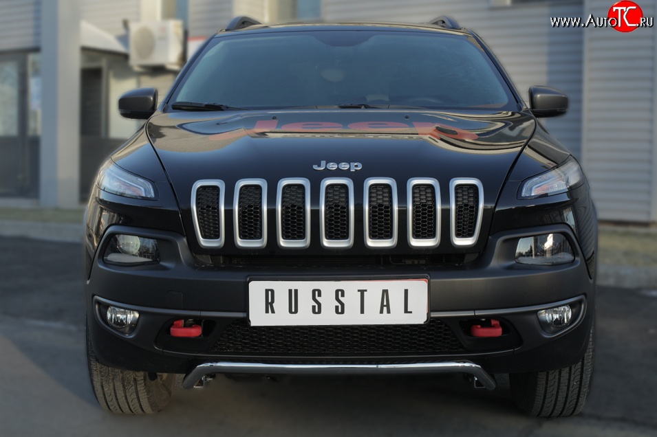 16 699 р. Защита переднего бампера (Trailhawk Ø42 мм волна, нержавейка) SLITKOFF Jeep Cherokee KL дорестайлинг (2014-2017)  с доставкой в г. Королёв