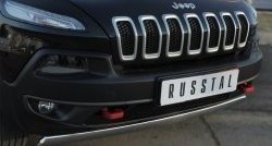 5 299 р. Защита переднего бампера (Trailhawk Ø75х42 мм, нержавейка) Russtal  Jeep Cherokee  KL (2014-2017) дорестайлинг  с доставкой в г. Королёв. Увеличить фотографию 2