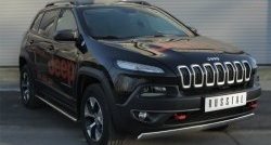 5 299 р. Защита переднего бампера (Trailhawk Ø75х42 мм, нержавейка) Russtal  Jeep Cherokee  KL (2014-2017) дорестайлинг  с доставкой в г. Королёв. Увеличить фотографию 4