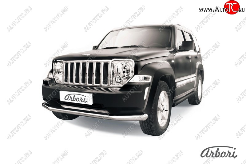 21 689 р. Защита переднего бампера Arbori (нержавейка, 1 труба d76 mm). Jeep Cherokee KK (2007-2014)  с доставкой в г. Королёв