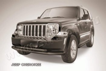 Защита переднего бампера из труб d76+d57 Slitkoff (двойная) Jeep Cherokee KK (2007-2014)