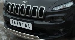 24 749 р. Защита переднего бампера (2 трубыØ75х42 мм, нержавейка) Russtal Jeep Cherokee KL дорестайлинг (2014-2017)  с доставкой в г. Королёв. Увеличить фотографию 3