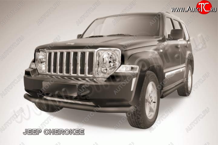 11 399 р. Защита переднего бампера их трубы d76 Slitkoff Jeep Cherokee KL дорестайлинг (2014-2017) (Цвет: серебристый)  с доставкой в г. Королёв