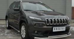 9 999 р. Защита порогов из круглой трубы диаметром 63 мм SLITKOFF Jeep Cherokee KL дорестайлинг (2014-2017)  с доставкой в г. Королёв. Увеличить фотографию 2