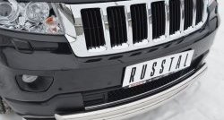 22 649 р. Защита переднего бампера (2 трубыØ76 и 63 мм, нержавейка) SLITKOFF  Jeep Grand Cherokee  WK2 (2010-2013) дорестайлинг  с доставкой в г. Королёв. Увеличить фотографию 2