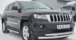 22 649 р. Защита переднего бампера (2 трубыØ76 и 63 мм, нержавейка) SLITKOFF  Jeep Grand Cherokee  WK2 (2010-2013) дорестайлинг  с доставкой в г. Королёв. Увеличить фотографию 4