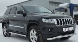 15 799 р. Защита порогов из круглой трубы диаметром 63 мм Russtal Jeep Grand Cherokee WK2 дорестайлинг (2010-2013) (Защита порогов с со скосами на торцах (вариант 1))  с доставкой в г. Королёв. Увеличить фотографию 4