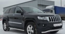 15 799 р. Защита порогов из круглой трубы диаметром 63 мм Russtal Jeep Grand Cherokee WK2 дорестайлинг (2010-2013) (Защита порогов с со скосами на торцах (вариант 1))  с доставкой в г. Королёв. Увеличить фотографию 2