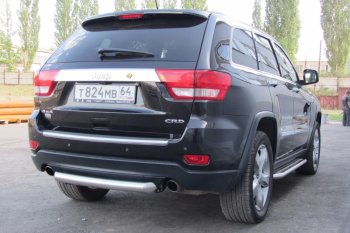 6 999 р. Защита заднего бампера из трубы d76 Slitkoff (короткая)  Jeep Grand Cherokee  WK2 (2010-2013) дорестайлинг (Цвет: серебристый)  с доставкой в г. Королёв. Увеличить фотографию 3