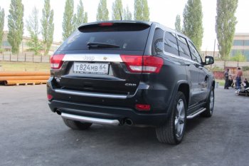 6 999 р. Защита заднего бампера из трубы d76 Slitkoff (короткая)  Jeep Grand Cherokee  WK2 (2010-2013) дорестайлинг (Цвет: серебристый)  с доставкой в г. Королёв. Увеличить фотографию 4