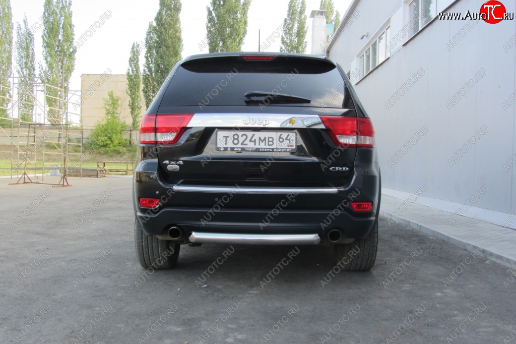 6 999 р. Защита заднего бампера из трубы d76 Slitkoff (короткая)  Jeep Grand Cherokee  WK2 (2010-2013) дорестайлинг (Цвет: серебристый)  с доставкой в г. Королёв