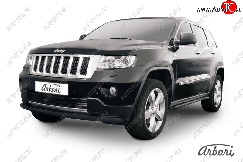 6 749 р. Защита переднего бампера Arbori (черная, 1 труба d57 mm). Jeep Grand Cherokee WK2 дорестайлинг (2010-2013)  с доставкой в г. Королёв