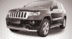 Двойная защита переднего бампера из труб диаметрами по 57 мм Slitkoff Jeep Grand Cherokee WK2 дорестайлинг (2010-2013)