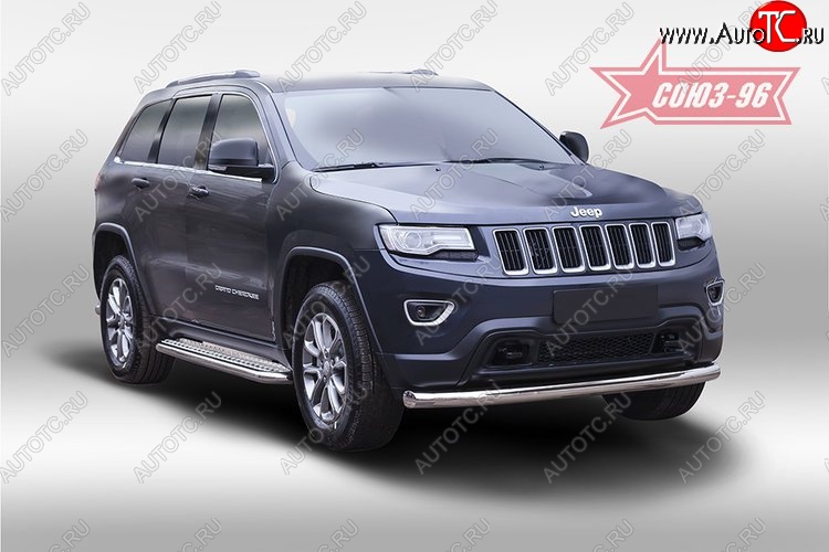 16 469 р. Защита переднего бампера одинарная рестайлинг Souz-96 (d76). Jeep Grand Cherokee WK2 дорестайлинг (2010-2013)  с доставкой в г. Королёв