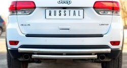 Защита заднего бампера (2 трубы Ø63 мм, дуги, нержавейка) SLITKOFF Jeep (Джип) Grand Cherokee (Гран)  WK2 (2013-2018) WK2 1-ый рестайлинг