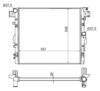 Радиатор двигателя SAT (пластинчатый, МКПП/АКПП, 4D) Jeep (Джип) Wrangler (Вранглер)  JK (2006-2010) JK 3 дв. дорестайлинг
