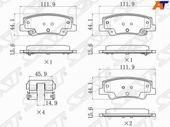 2 079 р. Задние тормозные колодки SAT  Hyundai Sonata  DN8 (2019-2022), KIA K5  DL (2019-2022)  с доставкой в г. Королёв. Увеличить фотографию 1