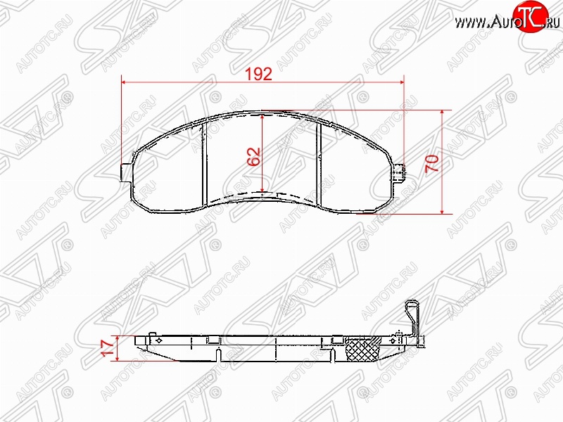 3 399 р. Комплект передних тормозных колодок SAT (2 поршня) KIA Bongo PU 4- дорестайлинг (2004-2012)  с доставкой в г. Королёв