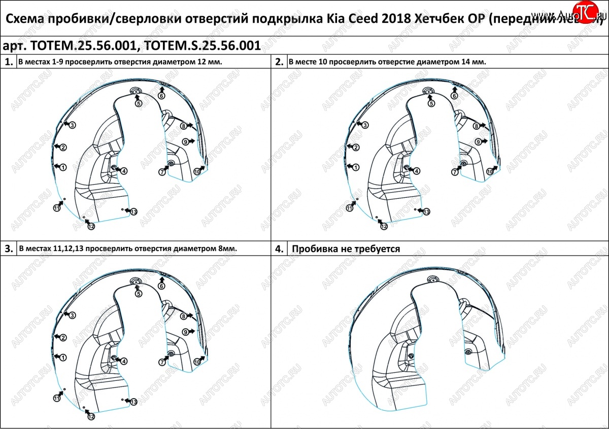 7 699 р. Правый подкрылок передний TOTEM (с шумоизоляцией) KIA Ceed 3 CD хэтчбэк (2018-2025)  с доставкой в г. Королёв