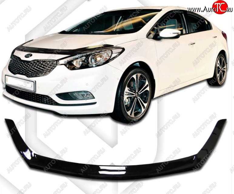 2 099 р. Дефлектор капота CA-Plastiс  KIA Cerato Koup  1 TD (2008-2013) купе (Classic черный, Без надписи)  с доставкой в г. Королёв