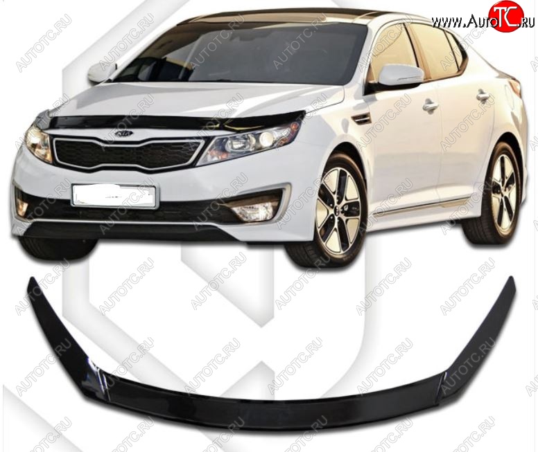 2 199 р. Дефлектор капота CA-Plastiс Exclusive KIA Optima 3 TF дорестайлинг седан (2010-2013) (Classic черный, Без надписи)  с доставкой в г. Королёв